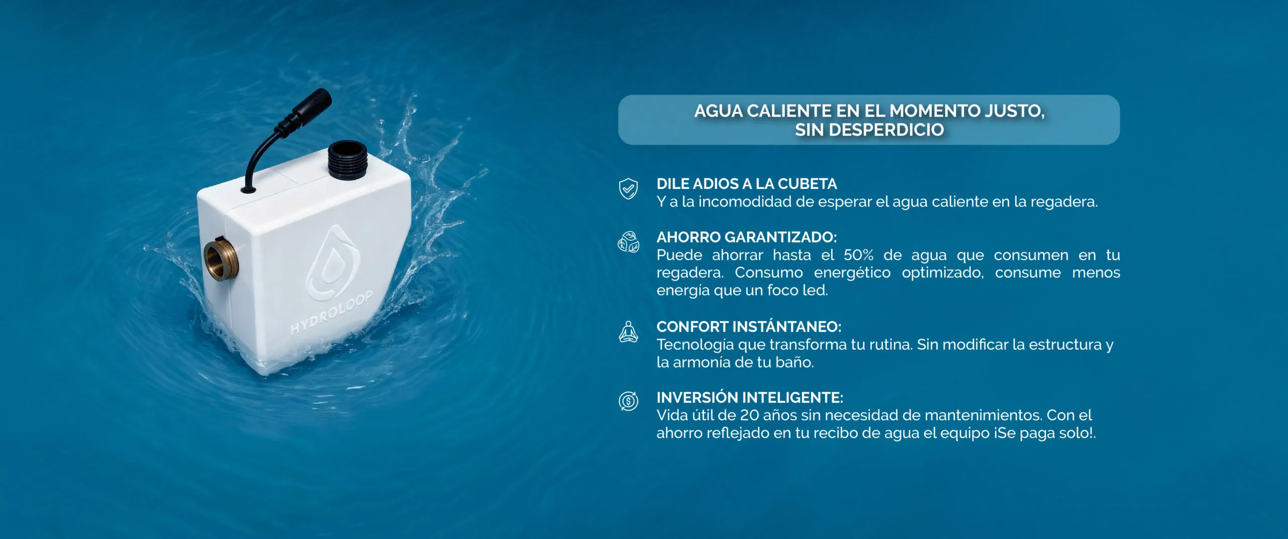 Equipo Hydroloop sobre agua